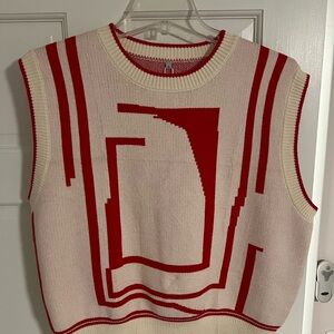 Stylish Red and Cream Women's Top
